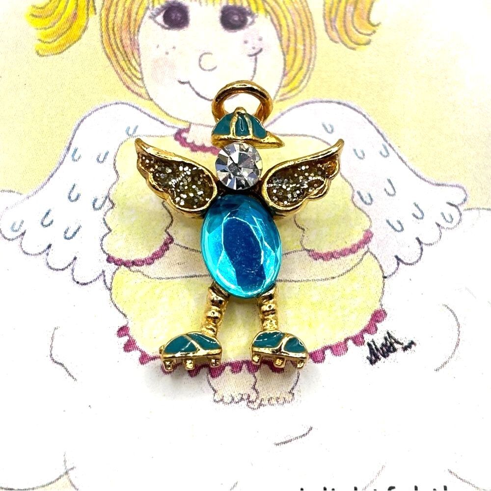 Baby Boy Angel Lapel Pin Blue Angel Brooch with Blue